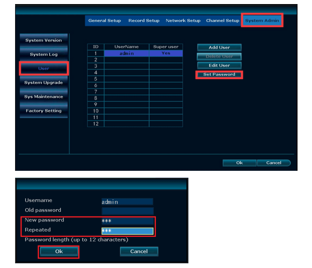 CHECK NVR NETWORK , CHANGE NVR SYSTEM LOGIN PASSWORD