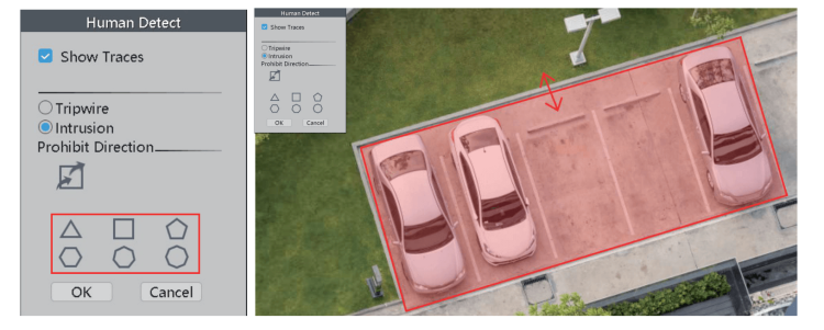 Rule - Safe Zone & Line Cross Alarm